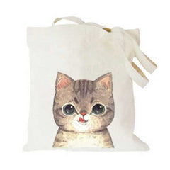 Women Cat Black Canvas Handbags Totes Large Capcity Shoulder Bags Shopping Bags