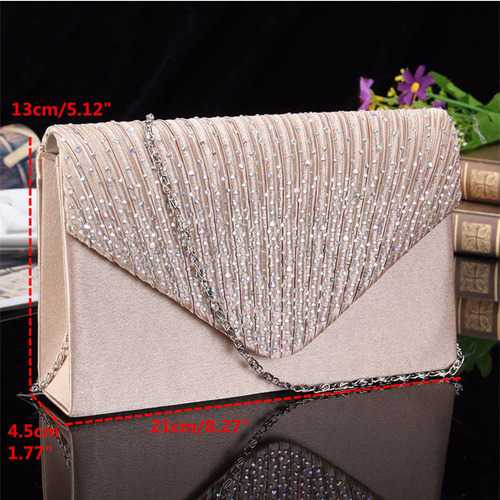 Women  Evening Bridal Wallet Envelope Flash Diamond Clutch
