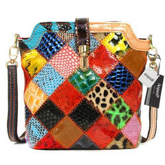 Women Genuine Leather Patchwork Crossbody Bag