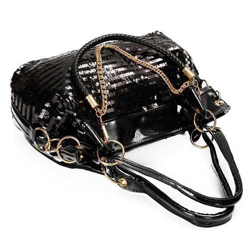 Women Luxury Paillette Patent Leather Handbag Casual Large Crossbody Shoulder Bag