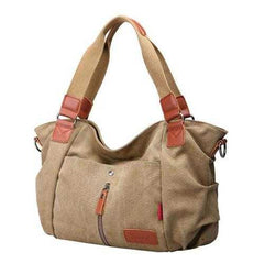 Women Canvas Handbags Casual Shoulder Bags Contrast Color Crossbody Bags