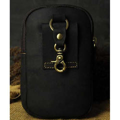 Men Genuine Leather Iphone Small Outdoor Zipper Brown Blue Waist Bag