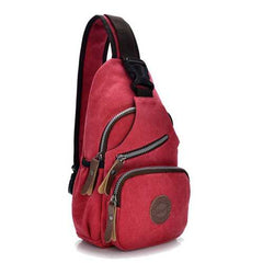 Women Men Canvas Sports Chest Bags Retro Shoulder Bags Outdoor Travel Bags