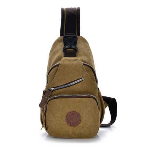 Women Men Canvas Sports Chest Bags Retro Shoulder Bags Outdoor Travel Bags