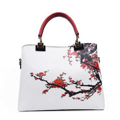 Women Floral PU Leather Capacity Tote Elegant Shoulder Bag Vintage Crossbody Bags