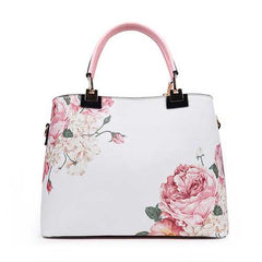 Women Floral PU Leather Capacity Tote Elegant Shoulder Bag Vintage Crossbody Bags