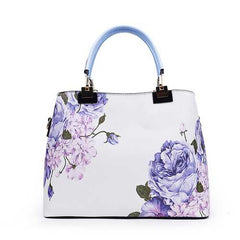 Women Floral PU Leather Capacity Tote Elegant Shoulder Bag Vintage Crossbody Bags