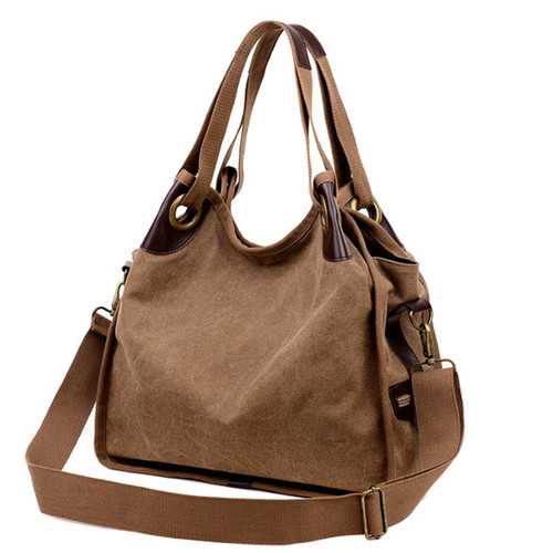 Women Vintage Canvas Tote Bags Ladies Casual Shoulder Bags Crossbody Bags Capacity Shopping Bags