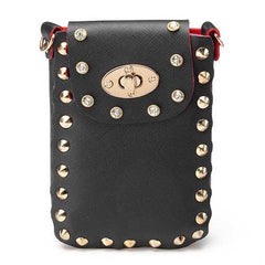 Women Chain Rivet Shoulder Bags Lock 6.5 Inch Phone Bags Case Crossbody Bags