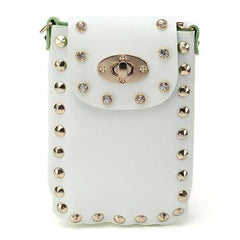 Women Chain Rivet Shoulder Bags Lock 6.5 Inch Phone Bags Case Crossbody Bags