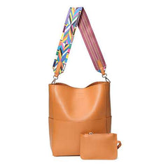 Women Casual PU Handbag Durable Colorful Two Straps Crossbody Bag Shoulder Bag