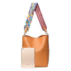 Women Casual PU Handbag Durable Colorful Two Straps Crossbody Bag Shoulder Bag