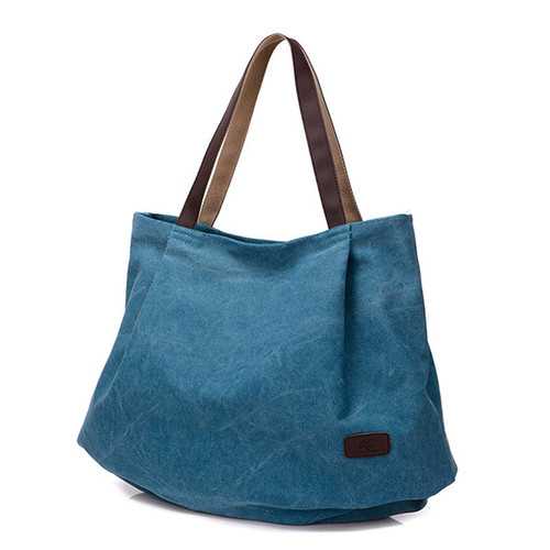 Women Canvas Tote Bags Casual Simple Shoulder Bags Capacity Shopping Bags