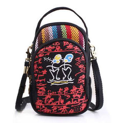 Three Interlayers Canvas Shoulder Bags Girls Mini Crossbody Bags 6.0'' Phone Purse For Iphone 7P