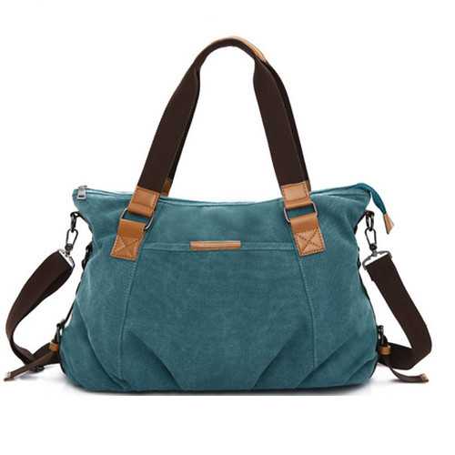 Women Retro Canvas Tote Handbags Casual Shoulder Bags Capacity Shopping Crossbody Bags