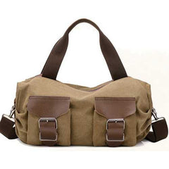 Front Pockets Retro Canvas Tote Handbags Casual Shoulder Bags Capacity Shopping Crossbody Bags