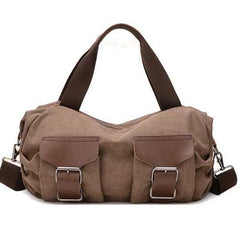 Front Pockets Retro Canvas Tote Handbags Casual Shoulder Bags Capacity Shopping Crossbody Bags