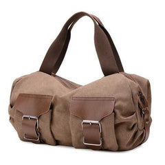 Front Pockets Retro Canvas Tote Handbags Casual Shoulder Bags Capacity Shopping Crossbody Bags