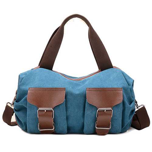Front Pockets Retro Canvas Tote Handbags Casual Shoulder Bags Capacity Shopping Crossbody Bags