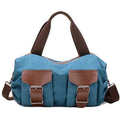 Front Pockets Retro Canvas Tote Handbags Casual Shoulder Bags Capacity Shopping Crossbody Bags