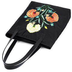 Women Nylon Floral National Design Handbag Light Weight Shoulder Bag