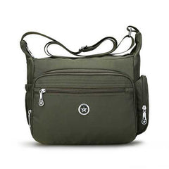 Women Nylon Multi Zipper Interlayer Pockets Shoulder Bags Light Waterproof Crossbody Messenger Bags