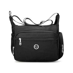 Women Nylon Multi Zipper Interlayer Pockets Shoulder Bags Light Waterproof Crossbody Messenger Bags