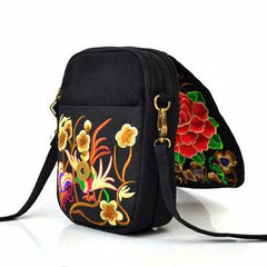 Woman National Floral Canvas 5.5 Inches Phone Bag