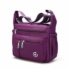 Women Nylon Multilayer Zipper Pockets Shoulder Bags Light Crossbody Bags Messenger Bags