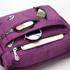 Women Nylon Multilayer Zipper Pockets Shoulder Bags Light Crossbody Bags Messenger Bags