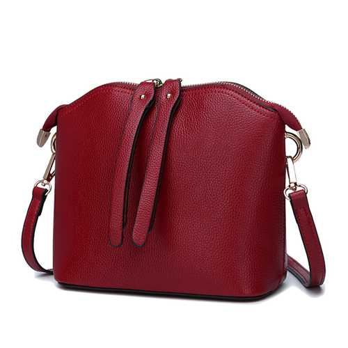 Women Vintage Shell shape Cowhide Casual Crossbody Bag