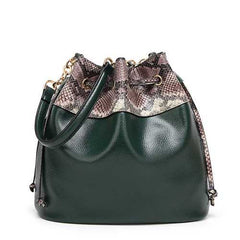 Women Serpentine Pattern Bucket Bags Tassel Chain Shoulder Bags Crossbody Bags