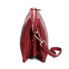 Three-layers Genuine Leather Pure Color Shoulder Bags Crossbody Bags Clutch Phone Bag