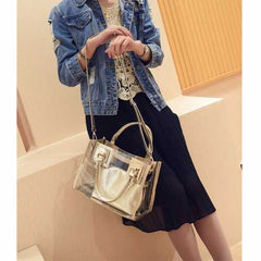 Transparent Gelly Crystal Bag Celeb Tote Sand Beach Bag Shoulder Handbag