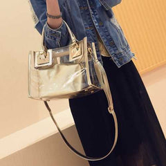 Transparent Gelly Crystal Bag Celeb Tote Sand Beach Bag Shoulder Handbag