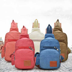 Women Retro Canvas Chest Bags Men Casual Shoulder Bags Crossbody Bags
