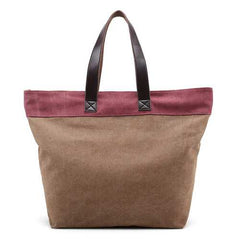 Women Canvas Hit Color Tote Bag Casual Handbag Shoulder Bag