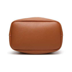 Women PU Leather Drawstring Bucket Bags Retro Tassel Shoulder Bags Crossbody Bags