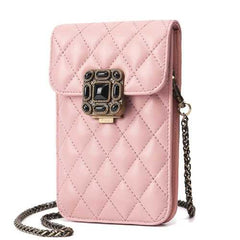 Quilted Metal Strap Chain Shoulder Bags Mini Crossbody Bags 5.5'' Phone Purse For Iphone 7p