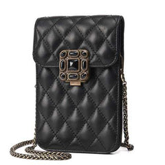 Quilted Metal Strap Chain Shoulder Bags Mini Crossbody Bags 5.5'' Phone Purse For Iphone 7p