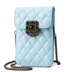 Quilted Metal Strap Chain Shoulder Bags Mini Crossbody Bags 5.5'' Phone Purse For Iphone 7p