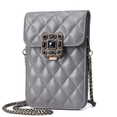 Quilted Metal Strap Chain Shoulder Bags Mini Crossbody Bags 5.5'' Phone Purse For Iphone 7p