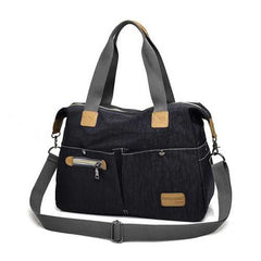 Women Vintage Nylon Tote Handbags Front Pockets Shoulder Bags Capacity Crossbody Bags