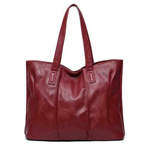 Women PU Leather Tote Handbags Simple Shoulder Bags