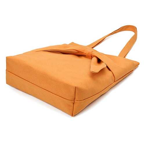 Women Canvas Bowknot Large Capacity Handbag Shoulder Bag