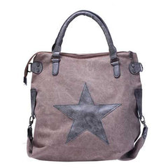 Women Star Canvas Tote Handbags Retro Shoulder Bags Capacity Shopping Crossbody Bags