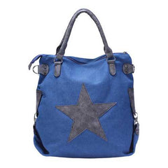 Women Star Canvas Tote Handbags Retro Shoulder Bags Capacity Shopping Crossbody Bags