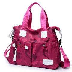 Women Nylon Camouflage Tote Handbags Front Pockets Shoulder Bags Crossbody Bags