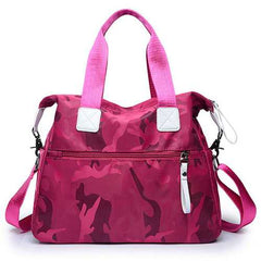 Women Nylon Camouflage Tote Handbags Front Pockets Shoulder Bags Crossbody Bags