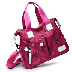 Women Nylon Camouflage Tote Handbags Front Pockets Shoulder Bags Crossbody Bags